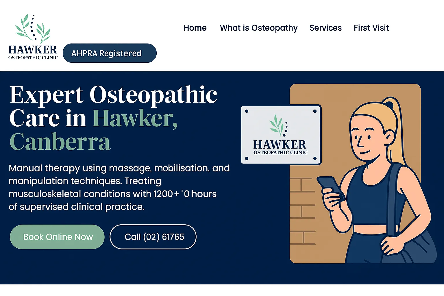 Hawker Osteopathy Website Preview